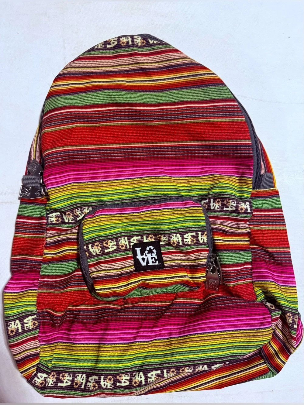 Love Vibrant Multicolor Striped Backpack